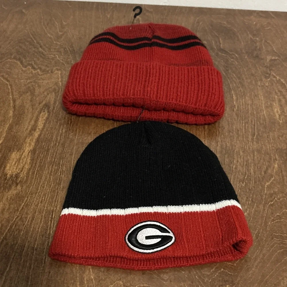 Lot Of 2 University of Georgia Bulldogs Beanie/toboggan Hat Cap UGA